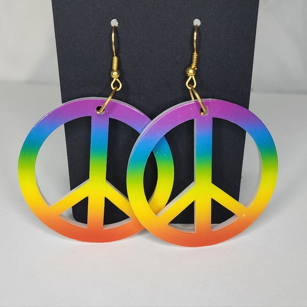 Peace sign earrings Rainbow
